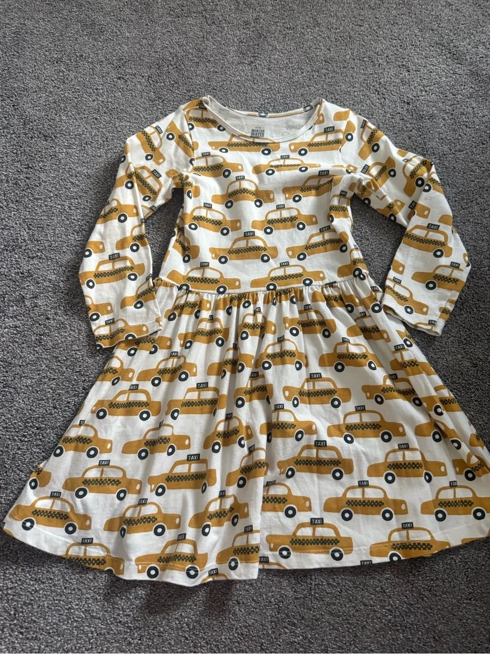 Winter Water Factory Long Sleeve Taxi Print Twirl Dress Sz 6